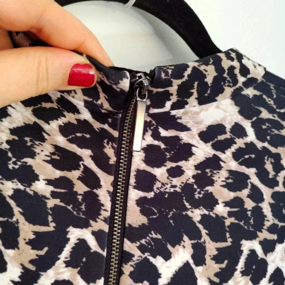 CLEARANCE Saks Fifth Avenue Dress Leopard Print Animal Sleeveless High Collar - Picture 13 of 16